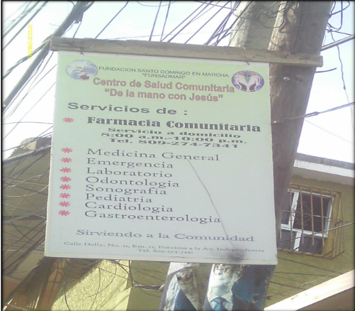 Rótulo del Centro Comunitario de la Mano con Jesús de FUNSADOM